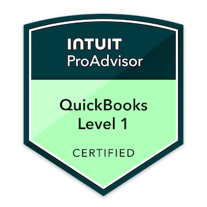 Intuit ProAdvisor QuickBooks Level 1 certification badge